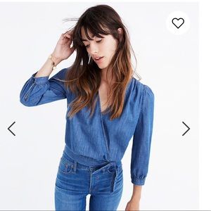 Madewell sash tie front top